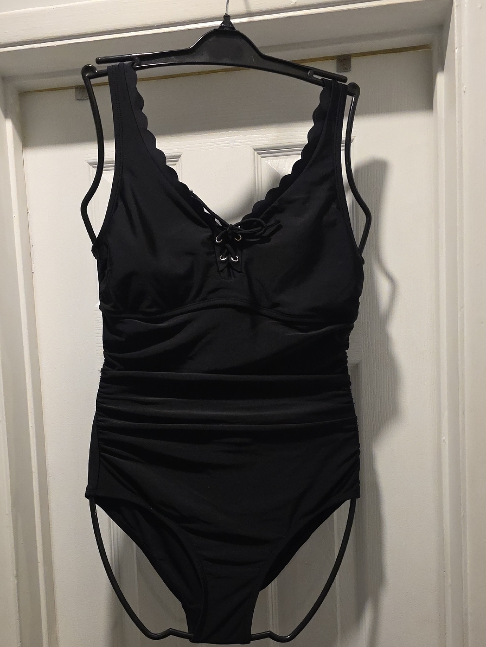 Merona Black One-Piece Swimsuit with Lace-Up Detail